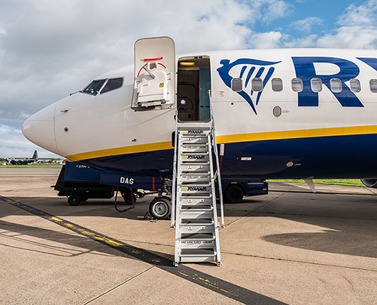 Ryanair flight at Prestwick Airport